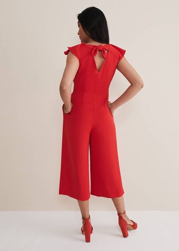 Phase Eight Petite Nicky Ruffle Jumpsuit Red Canada | DTGZNX-098